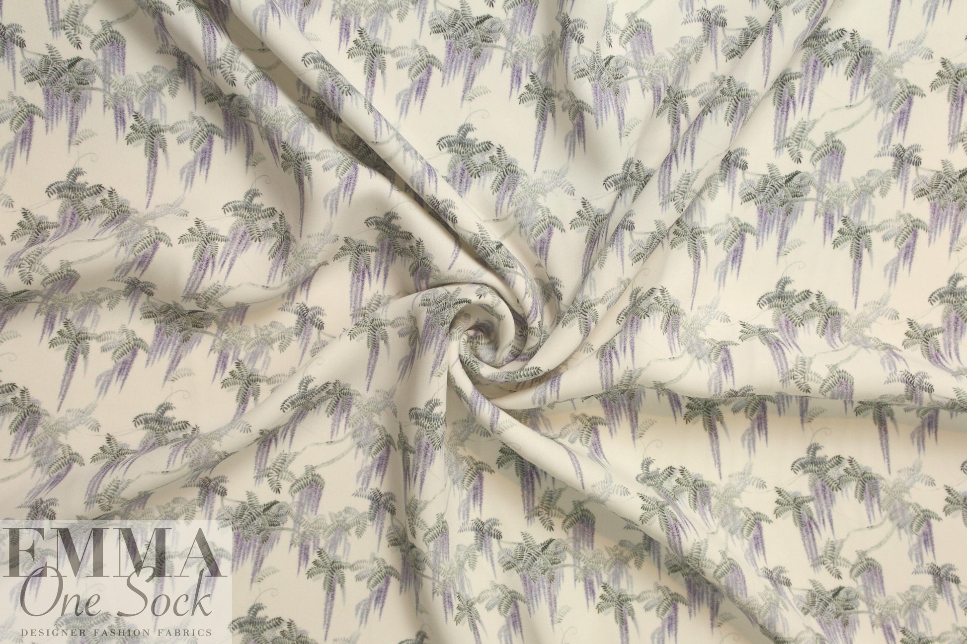 NY designer wisteria print 3-ply silk 1.75 yds