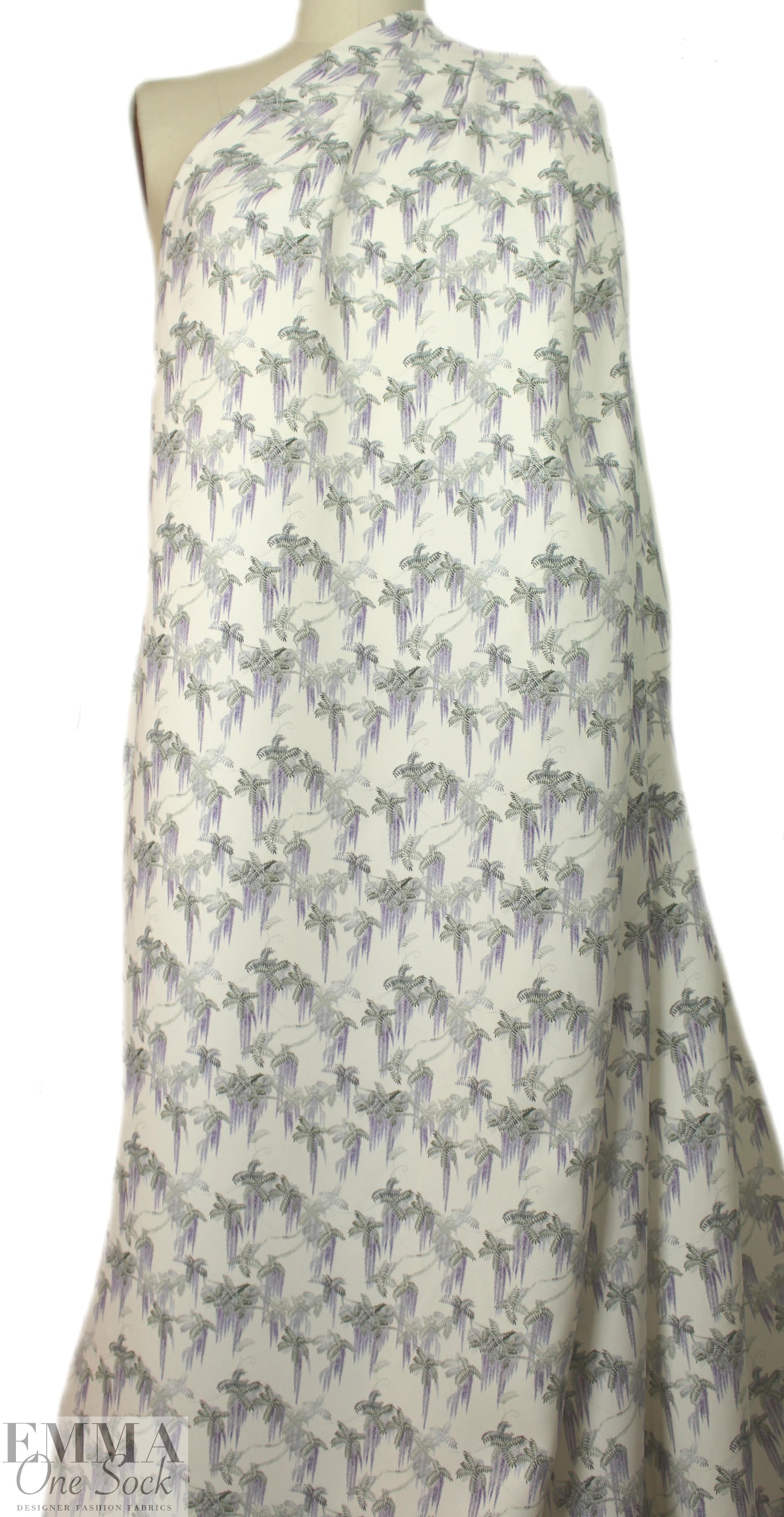NY designer wisteria print 3-ply silk 1.75 yds