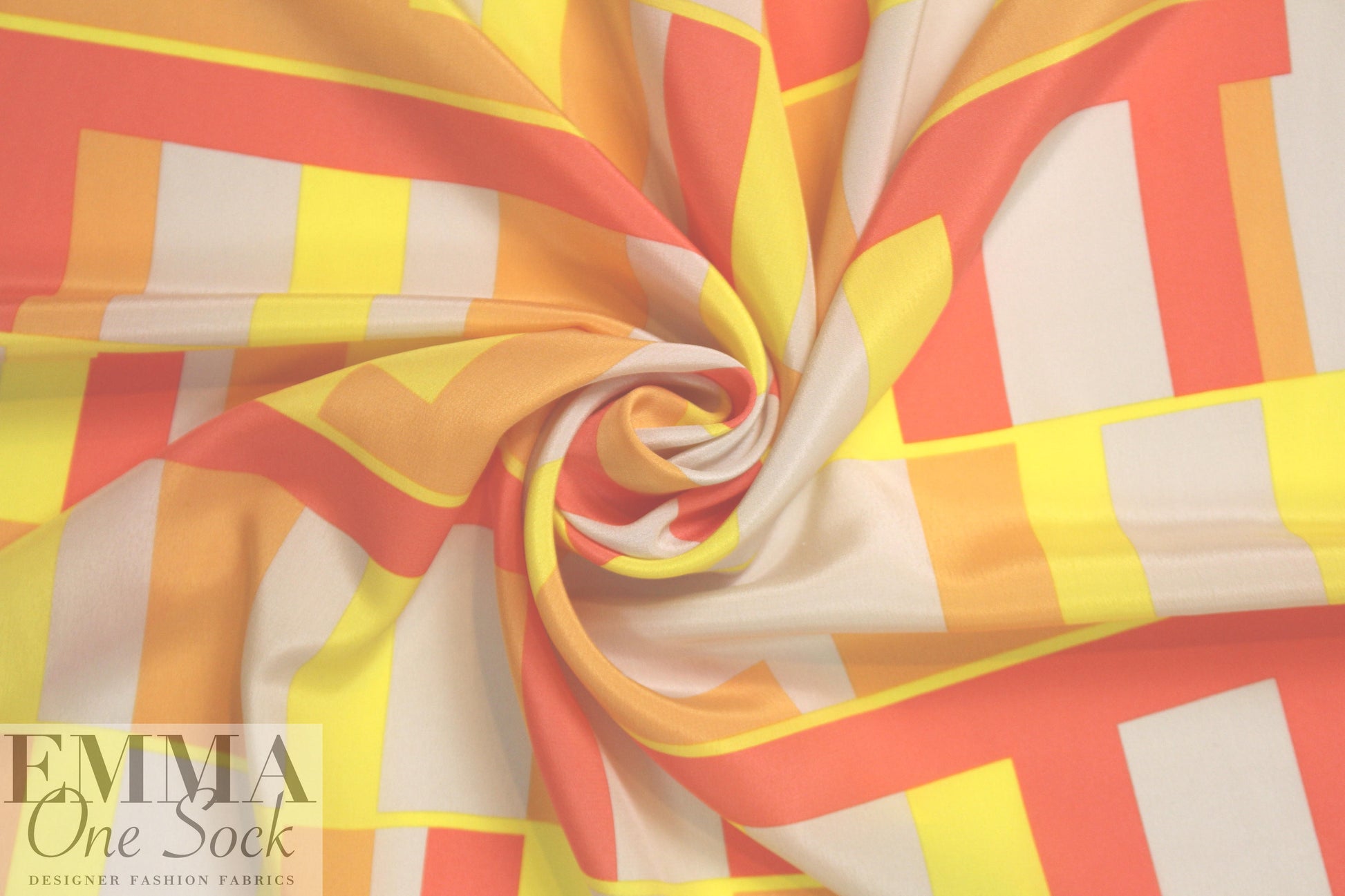 NY designer silk crepe de chine - citrus graphic