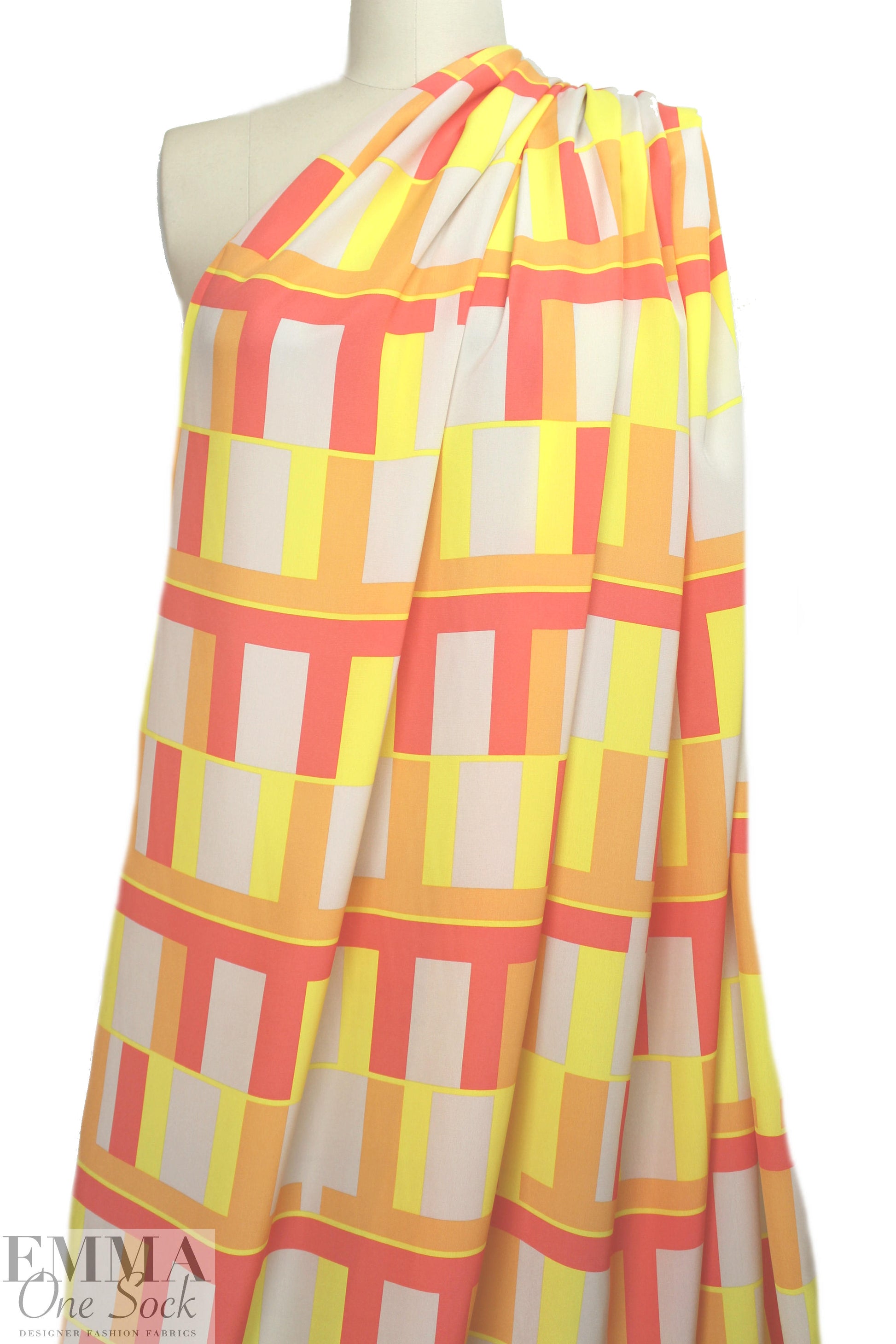 NY designer silk crepe de chine - citrus graphic