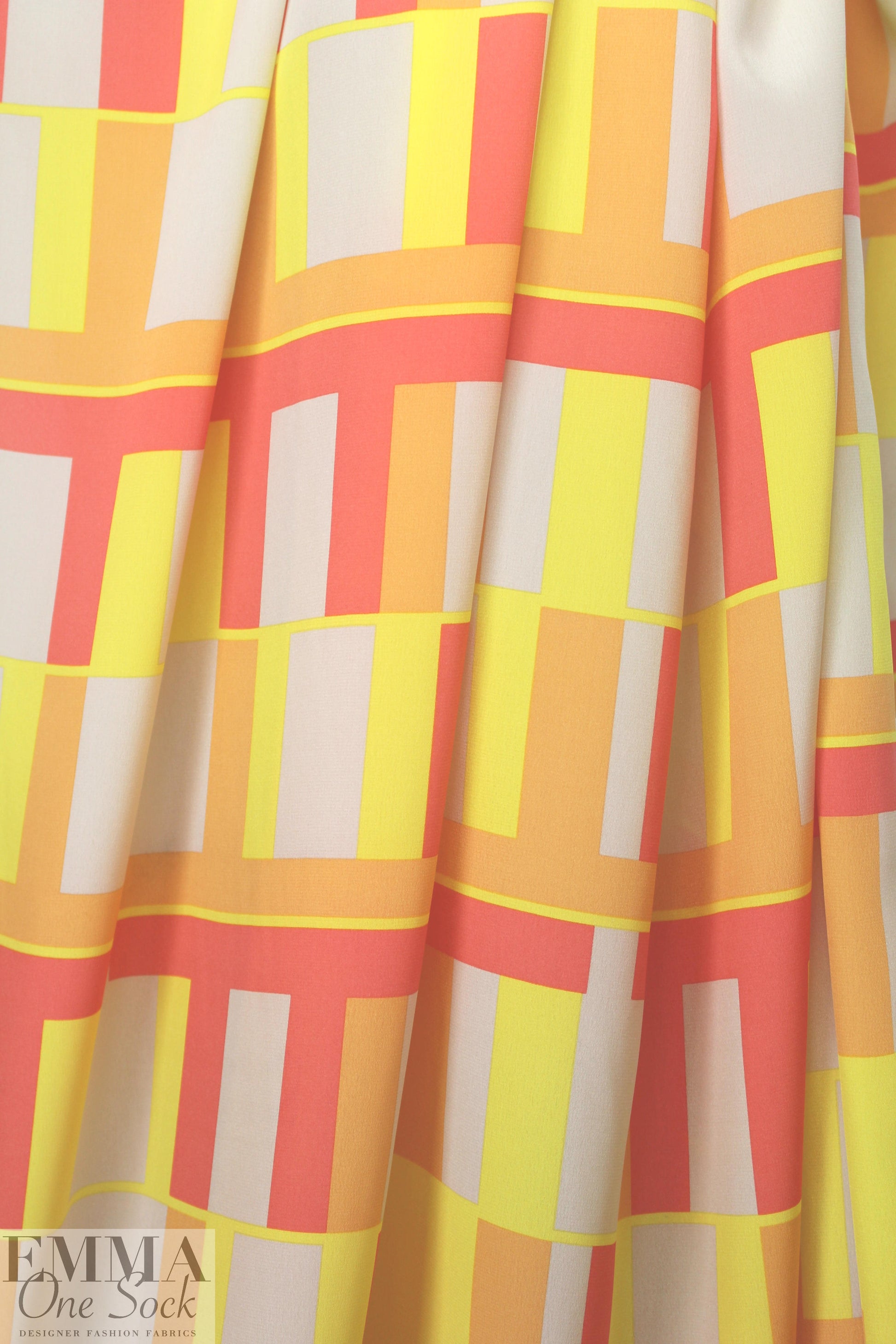 NY designer silk crepe de chine - citrus graphic