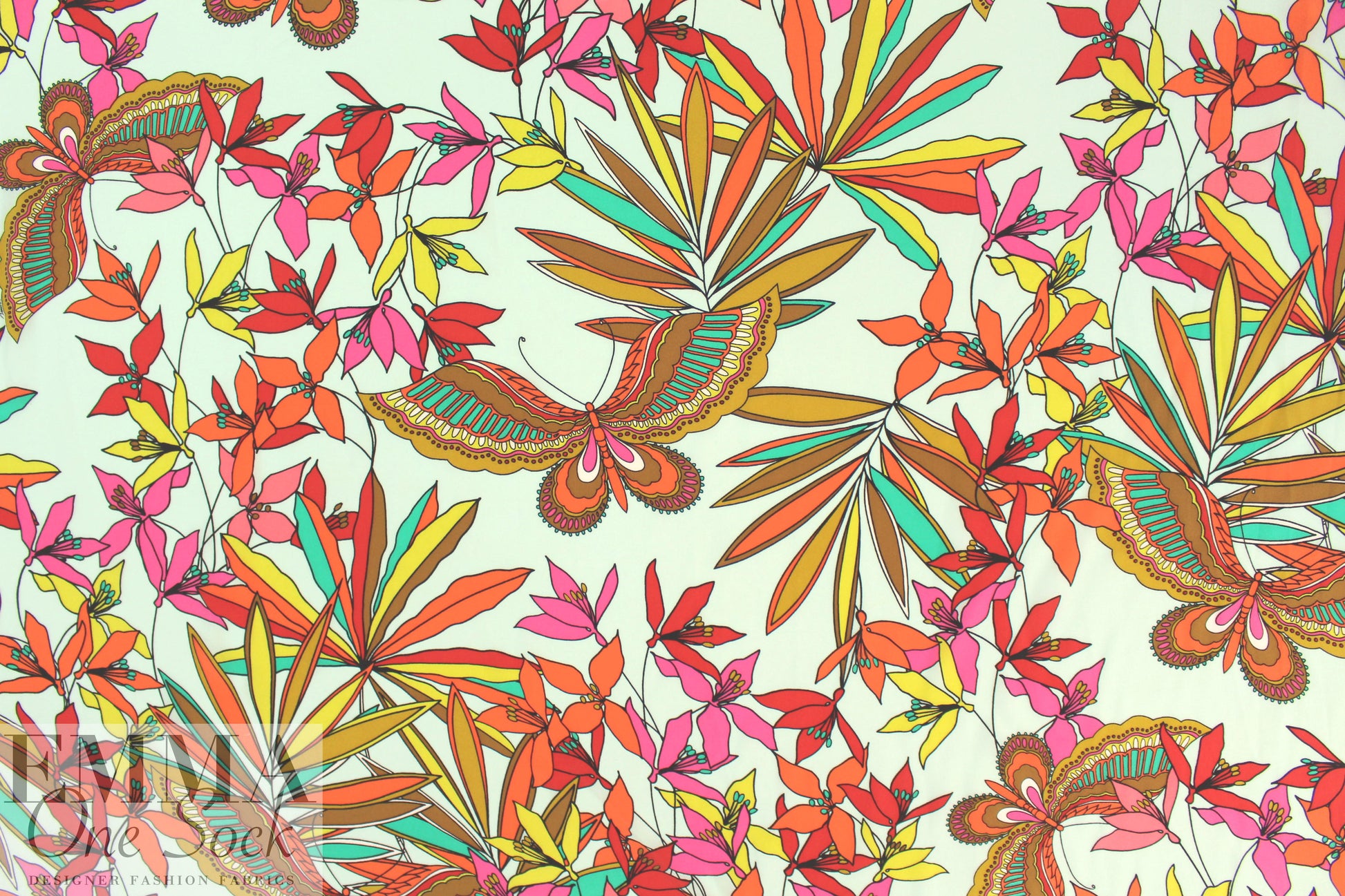 CA designer 'butterfly garden' silk blouse weight .75 yds