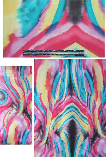 CA designer lemon/rose/aqua abstract crepe de chine