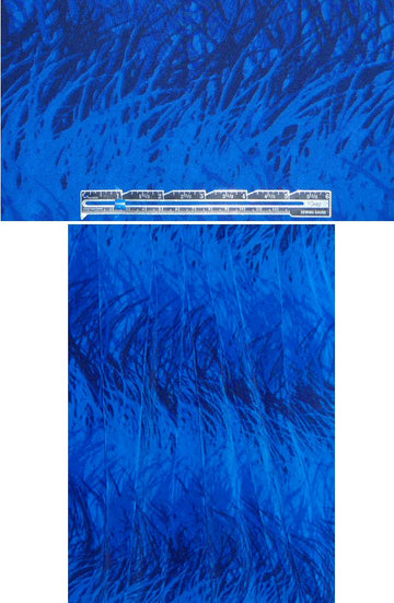 CA designer blue grass print crepe de chine