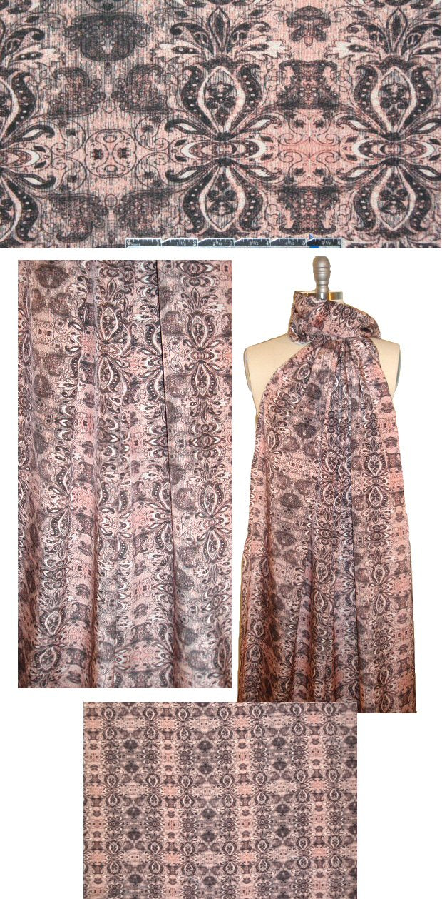 CA designer pink blush graphic scroll silk CDC