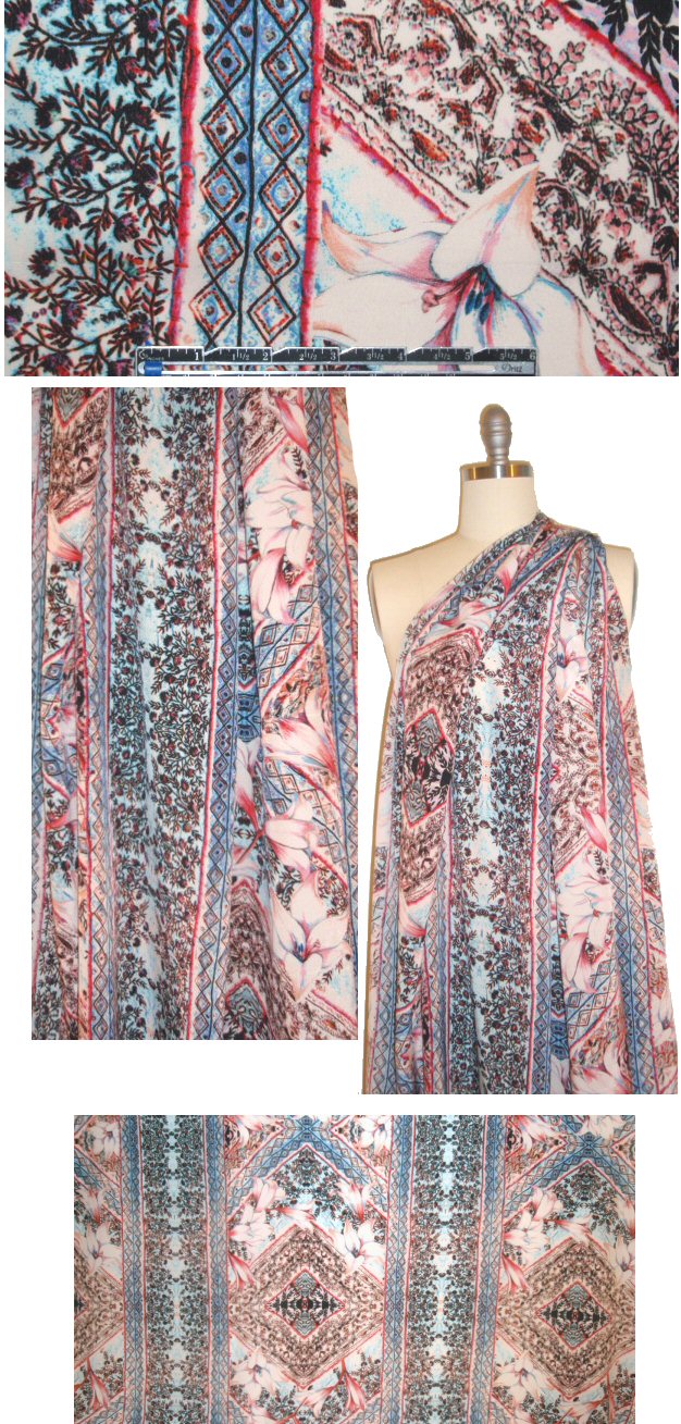 Italian decorative floral design silk blouseweight 1.625 yd