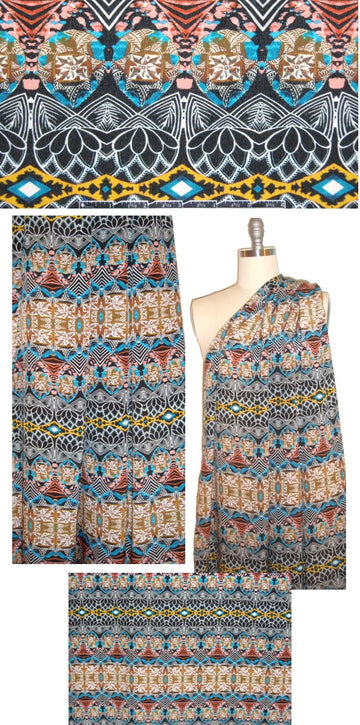 Italian techno totem graphic design silk blouseweight 1.625 yd