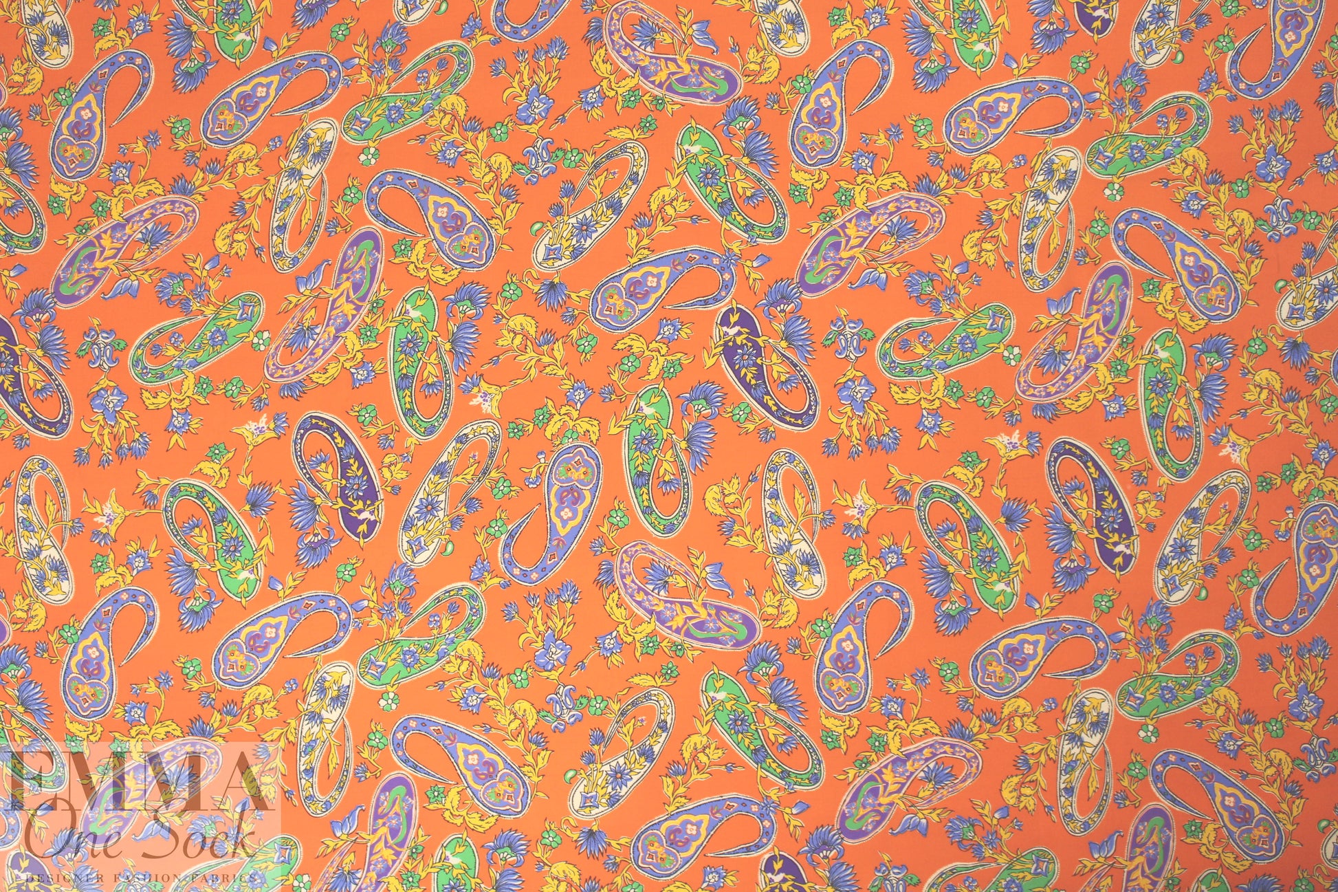 Ra1ph Lauren clementine/lime paisley silk georgette 1.5 yd