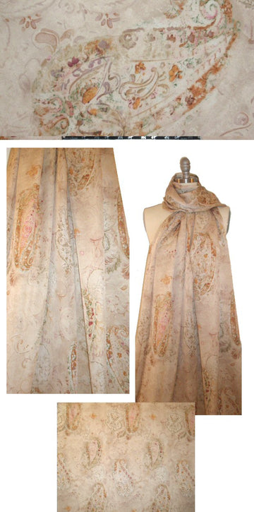 Italian exquisite paisley silk satin chiffon .5 yds