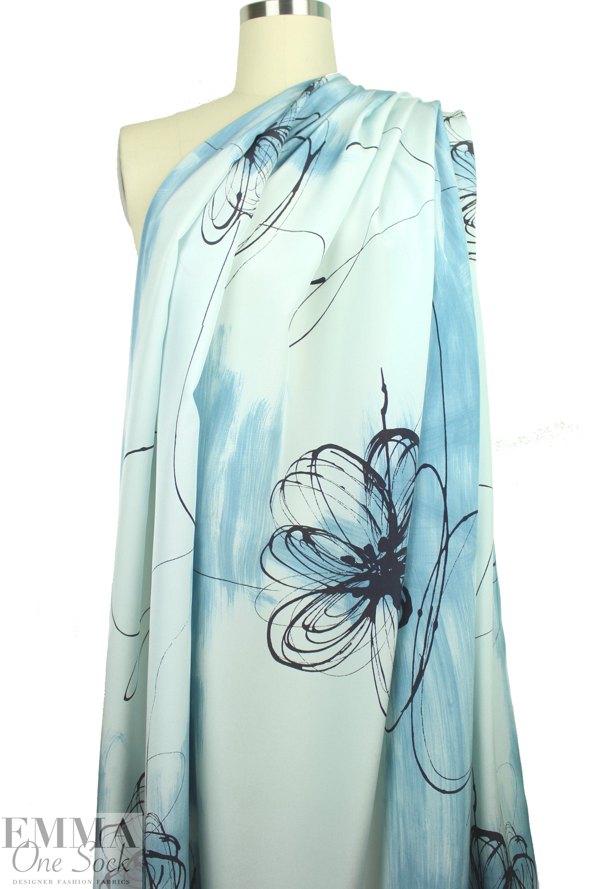 Italian silk crepe de chine - 'paint and ink' .75 yds