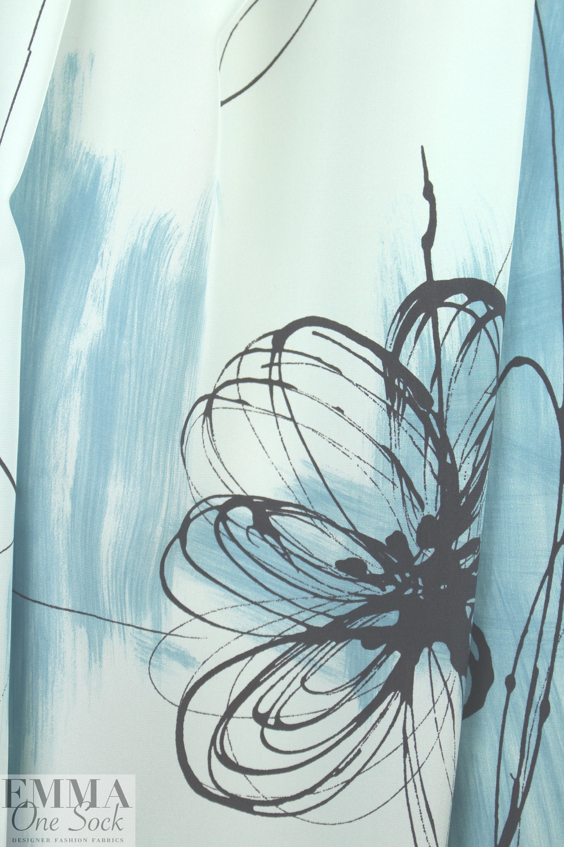 Italian silk crepe de chine - 'paint and ink'