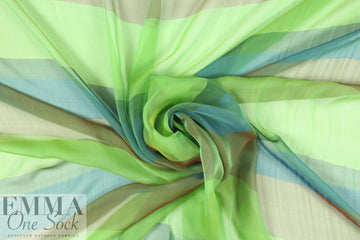 Italian shades of green/bronze striped silk chiffon 1.5 yds