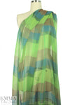 Italian shades of green/bronze striped silk chiffon 1.66 yd