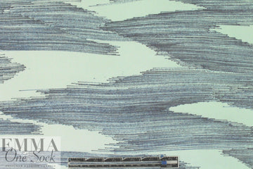 Rebecca Tayl0r chevron lines stretch silk chiffon - mint/navy 1.75 yds