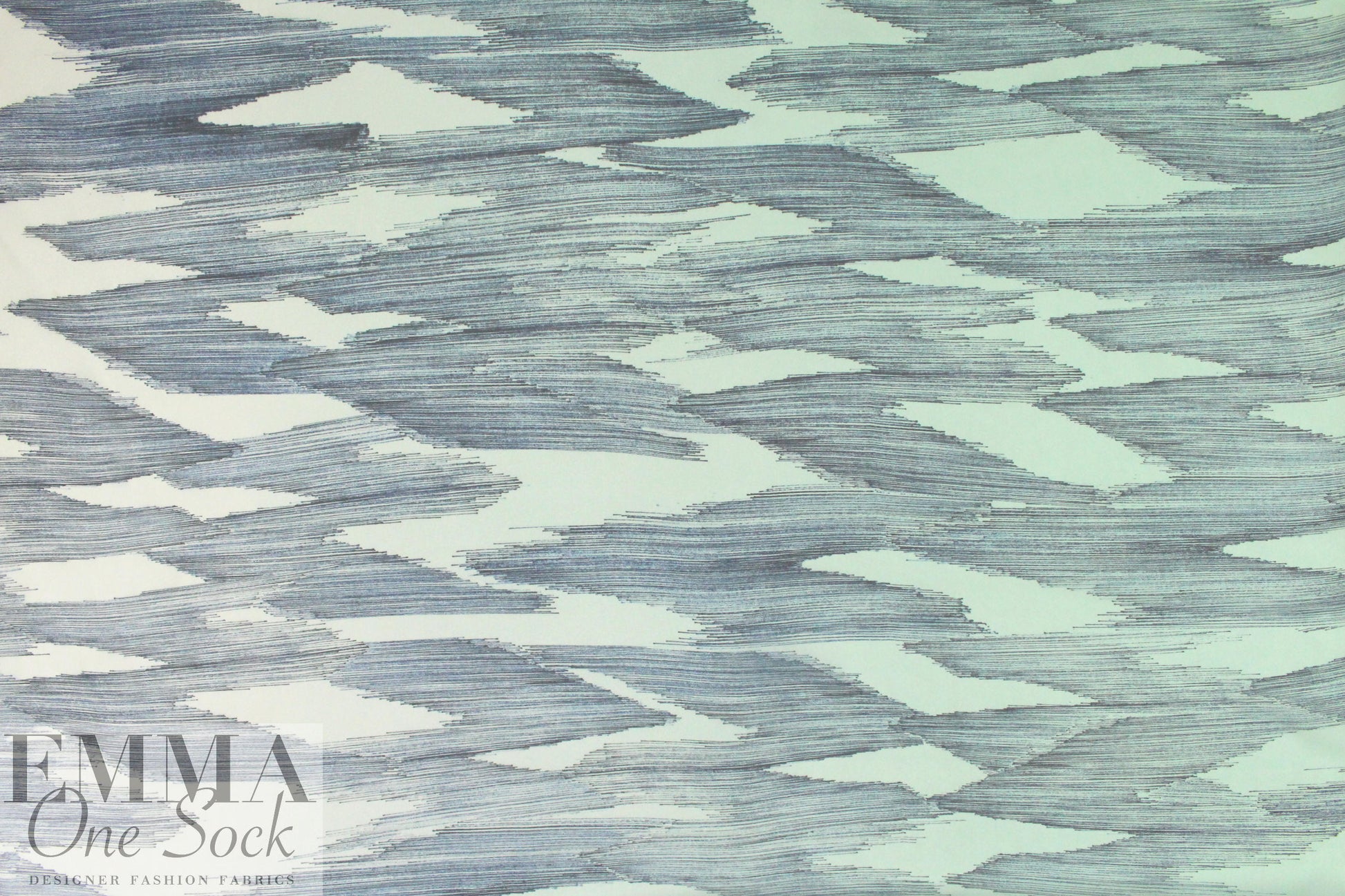 Rebecca Tayl0r chevron lines stretch silk chiffon - mint/navy 1.75 yds