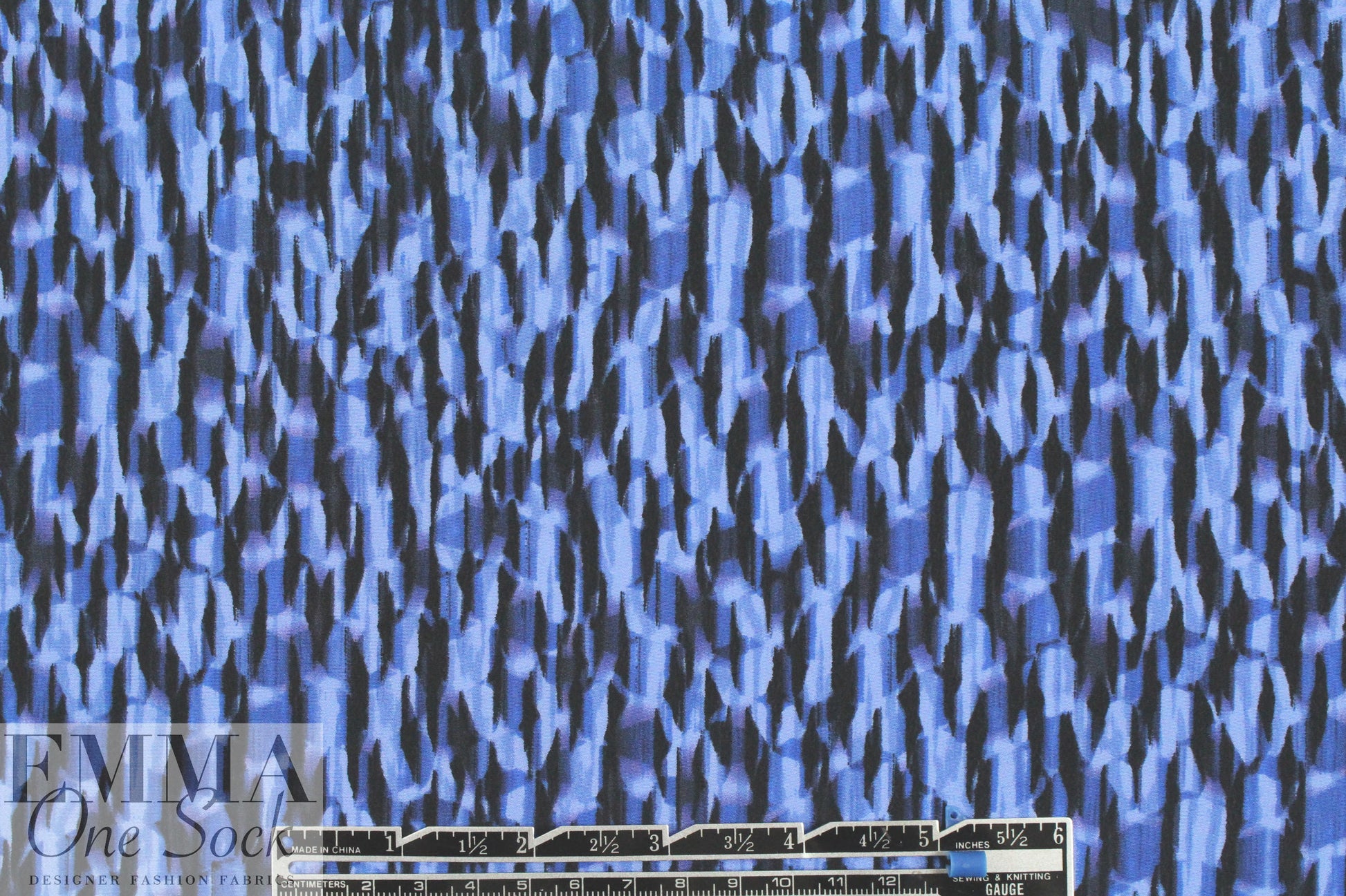 Rebecca Tayl0r edgy graphic silk blouseweight - blue 2.125 yds