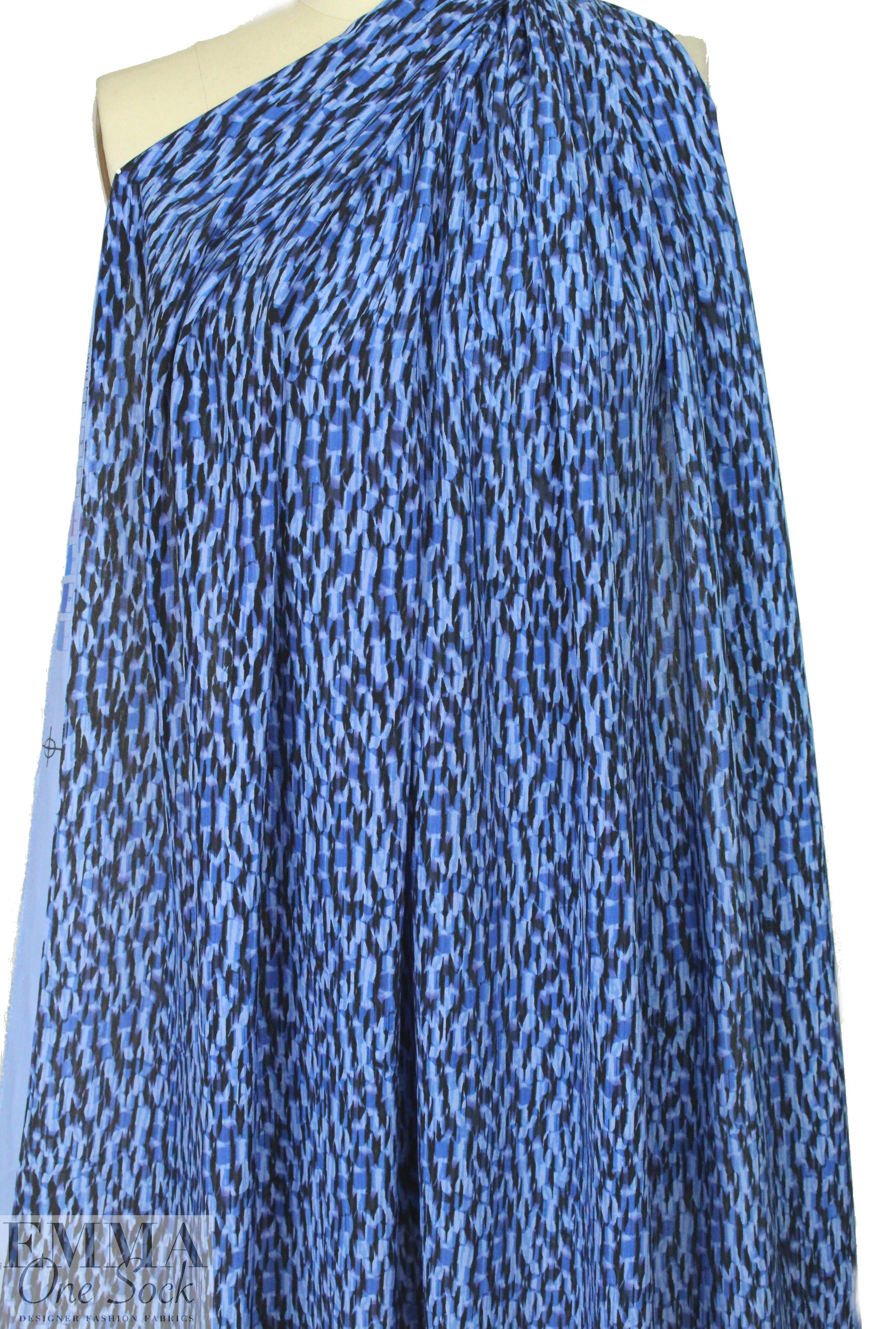 Rebecca Tayl0r edgy graphic silk blouseweight - blue .75 yds