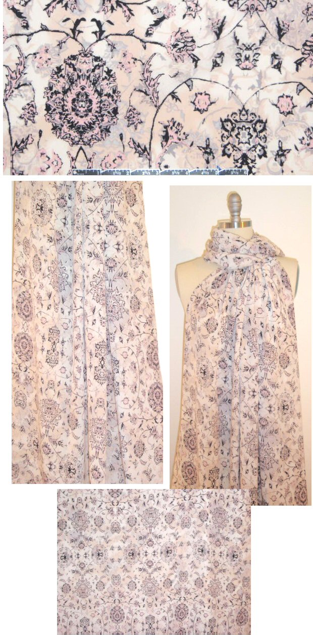 Rebecca Tayl0r blush/gray/pink paisley silk blouseweight 1.25 yds