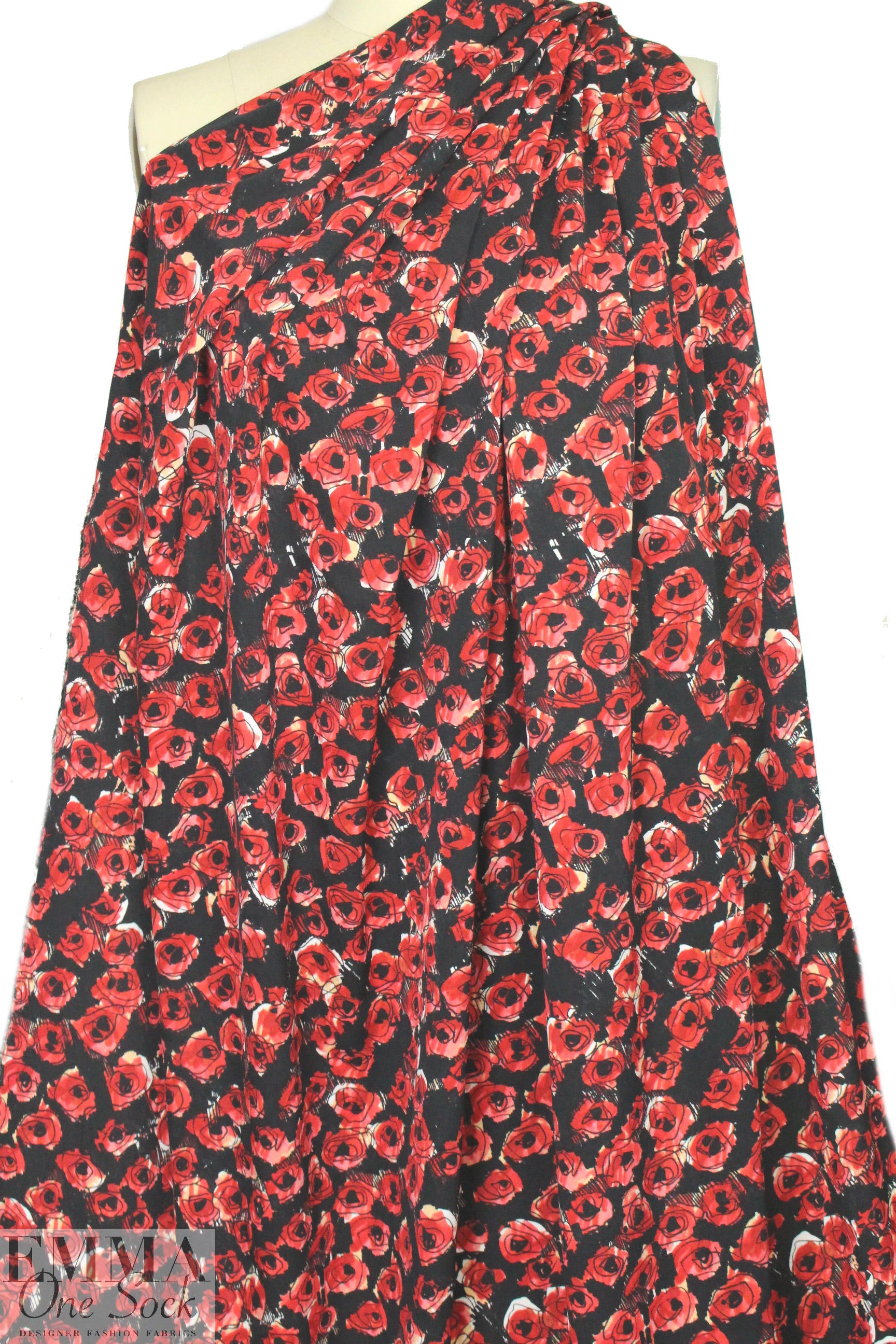 Rebecca Tayl0r 'red roses' stretch silk blouseweight 1.5 yds