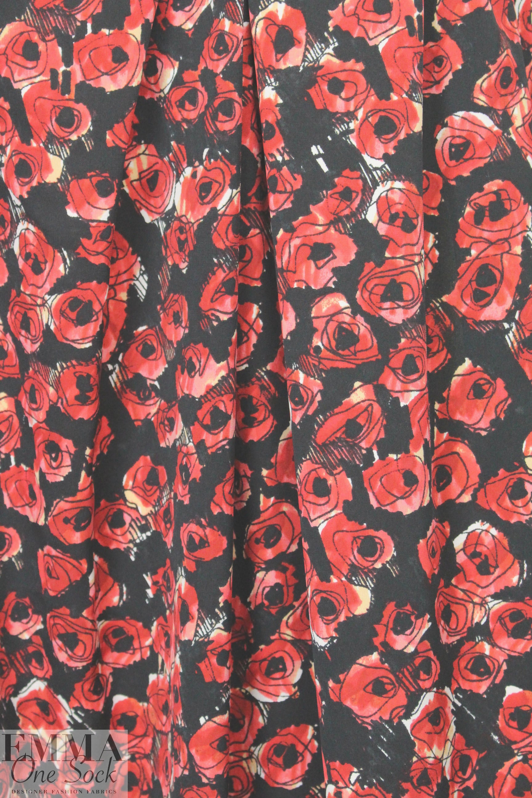 Rebecca Tayl0r 'red roses' stretch silk blouseweight 1.5 yds