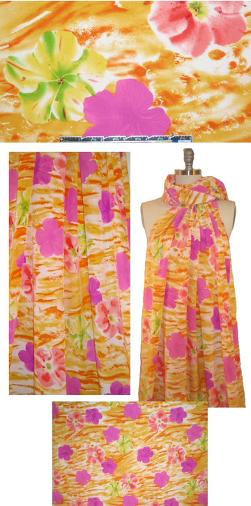 NY designer hibiscus floral silk blouseweight 1.625 yd