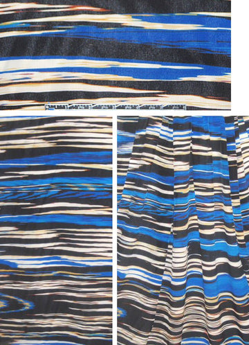 Sun0 ikat design silk woven - black/blue/gold