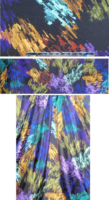 Milly brushstroke graphic design silk twill  1.375 yd