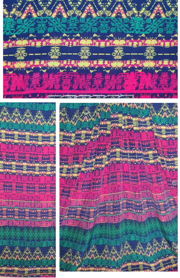 Sun0 hot pink/navy graphic stripe silk CDC 2 yds