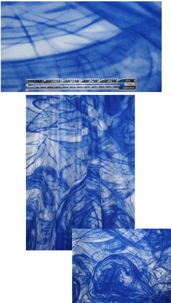 Tahari blue smoke print silk cdc .80 yds