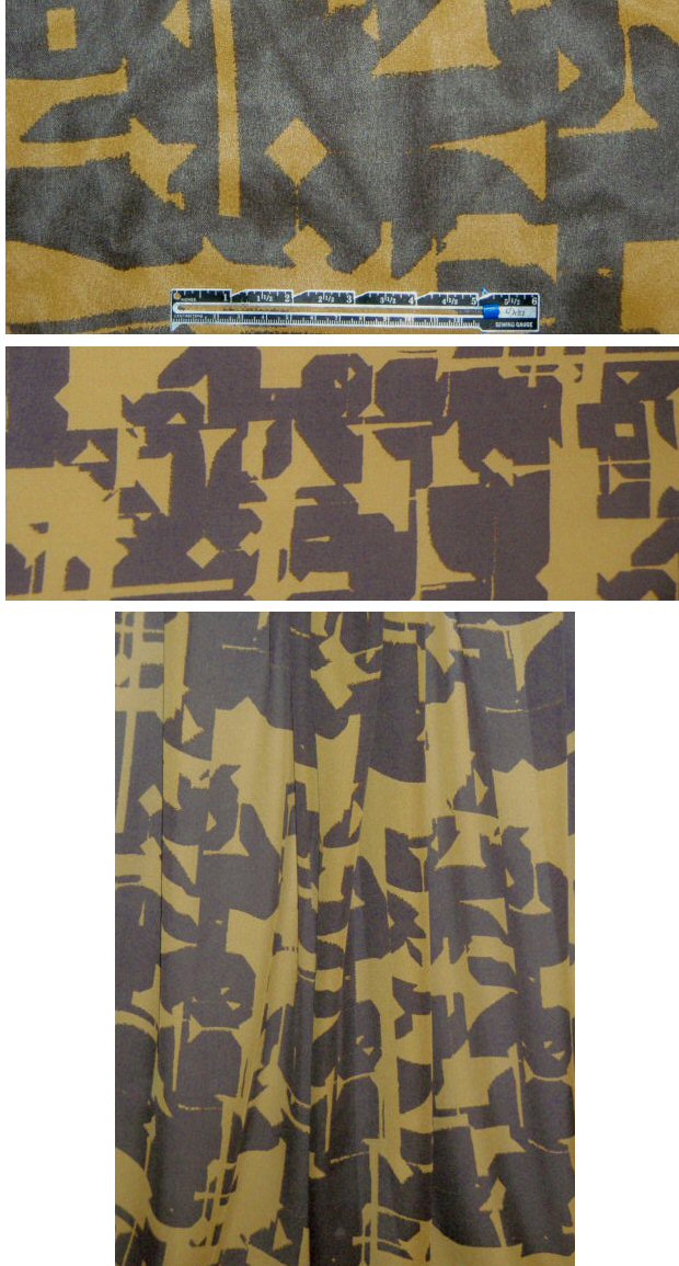 Tahari french roast/olive graphic print silk chiffon