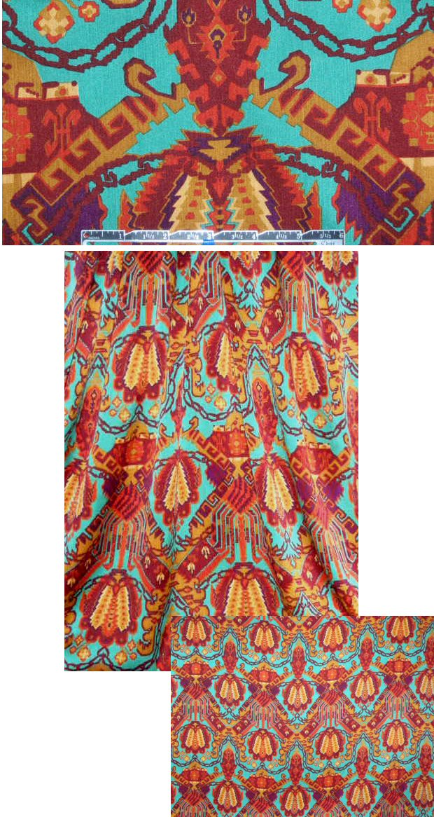 0pening Ceremony aztec medallion stretch silk