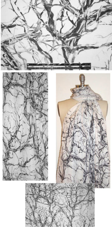 H@ute Hippie trees in winter silk georgette 1 yard