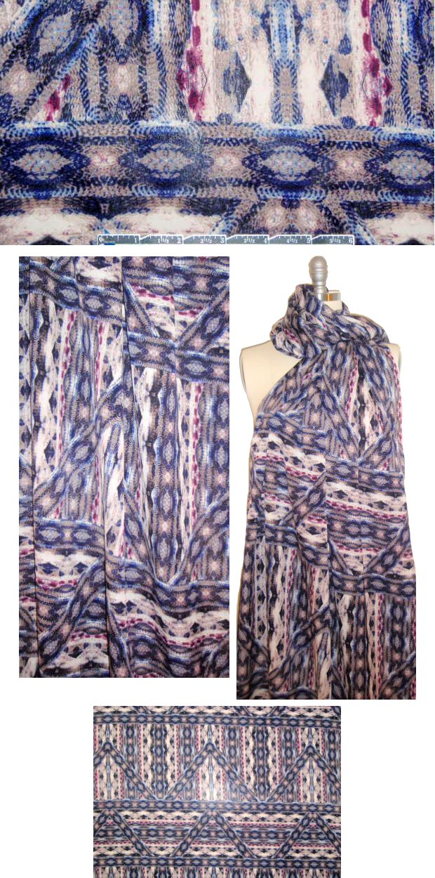 CA designer navy/fuschia design silk georgette 1.5 yd