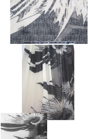 Tahari grayscale abstracted flower silk blouseweight 1.6 yd
