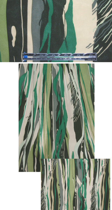 Sun0 green forest tones abstract silk blouseweight .75 yds