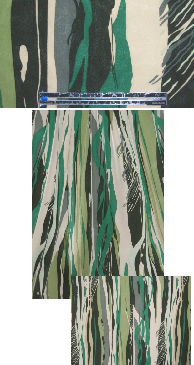 Sun0 green forest tones abstract silk blouseweight 1.66 yd