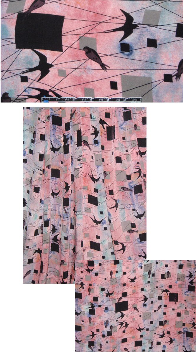 Sun0 'bird on wire' silk stretch blouseweight