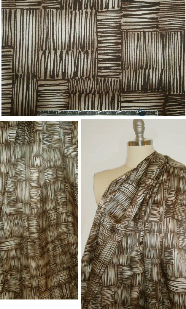 Sun0 espresso/champagne crosshatch silk twill