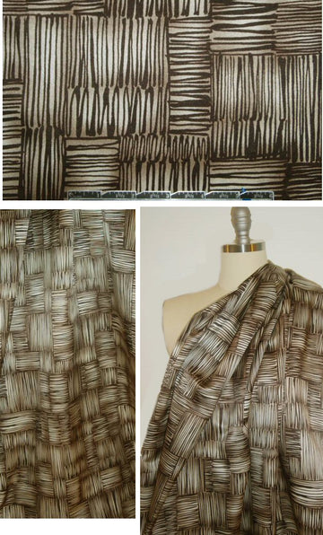 Sun0 espresso/champagne crosshatch silk twill