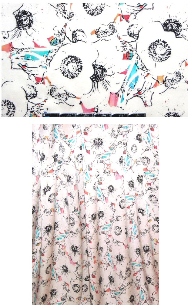 Sun0 floral sketchbook silk charmeuse 1.75 yd