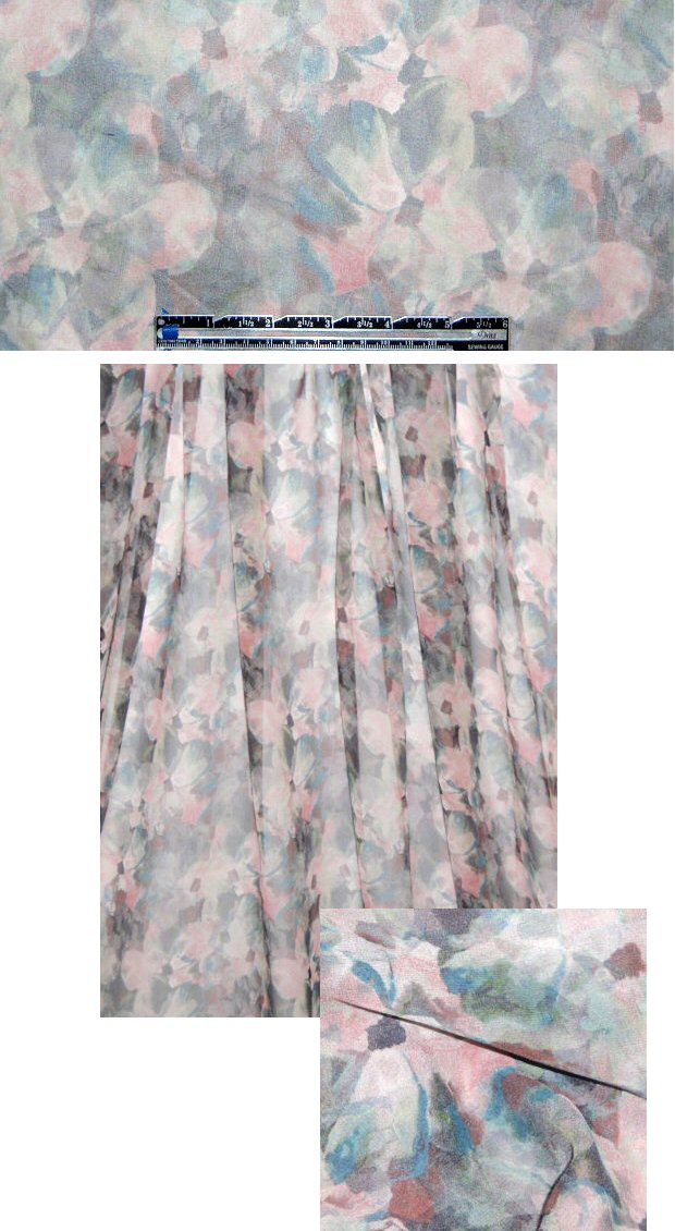 Sun0 impressionistic floral silk chiffon 1.375 yd