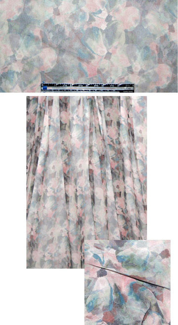 Sun0 impressionistic floral silk chiffon 1.5 yd