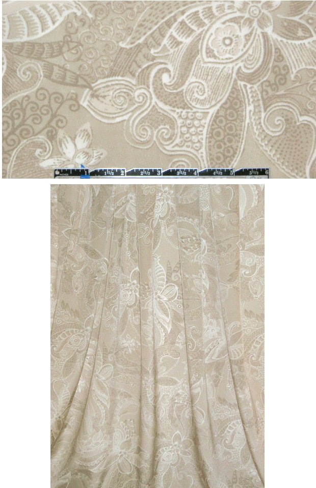 Sun0 neutral tones paisley print silk CDC .875 yds
