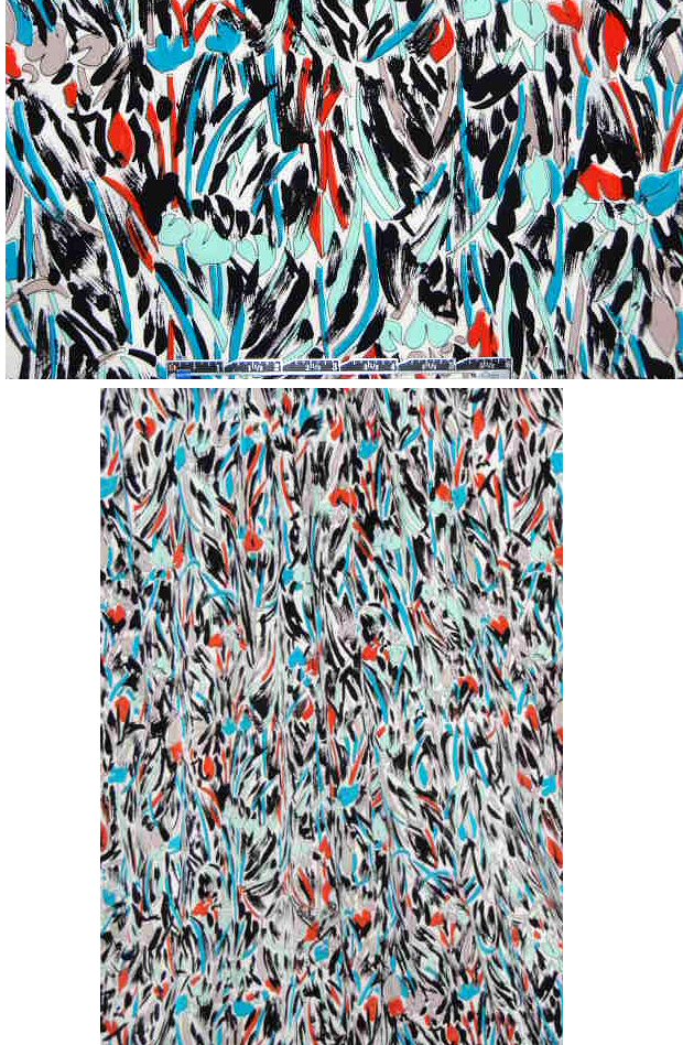 Sun0 leafy, grassy graphic silk crepe de chine 1.4 yd