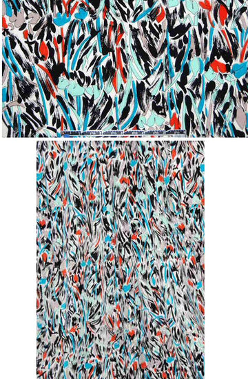 Sun0 leafy, grassy graphic silk crepe de chine 1.4 yd