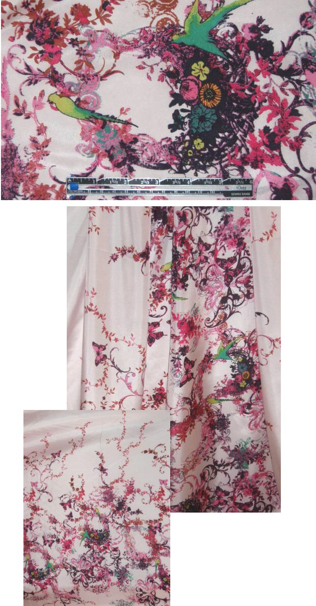 Sun0 birds in paradise silk crepe de chine 1.75 yds