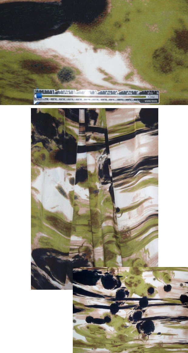 Sun0 cactus/french roast abstract silk CDC 2 yds