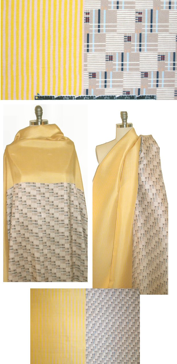 Sun0 lemon stripe/gray graphic silk shantung woven