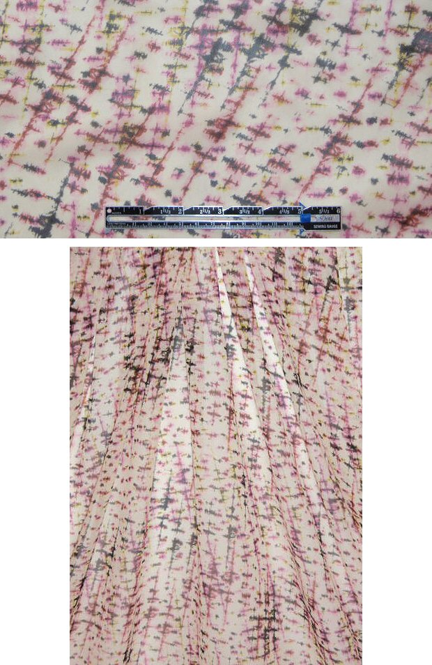 Sun0 plum/lemon burnished print silk chiffon .875 yds