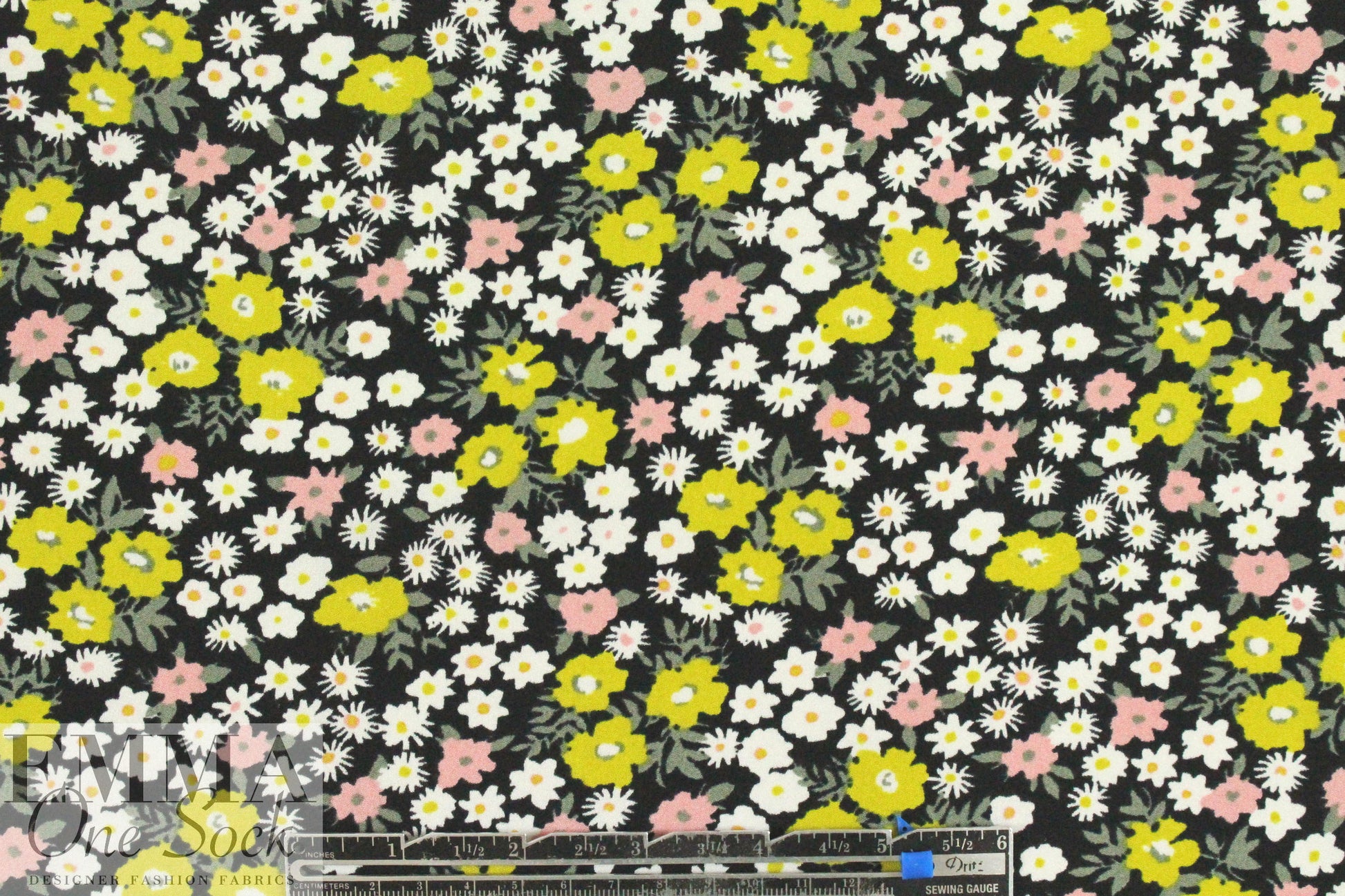 The0ry little floral on black silk blouseweight 1.125 yds
